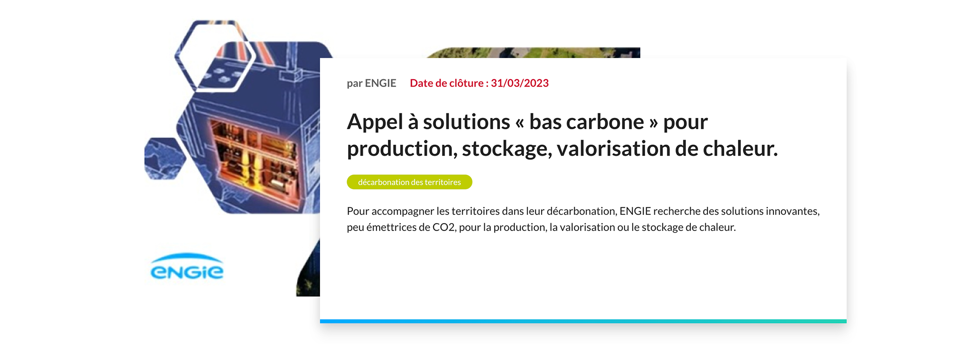 Bannière AAP ENGIE solutions bas carbone